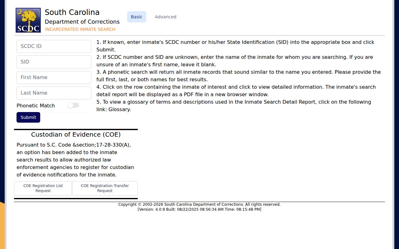 Lee Correctional Institution SCDC current offender search