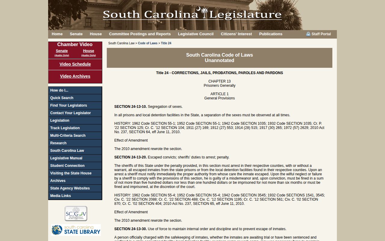 South Carolina good-time law for Sumter County release date records